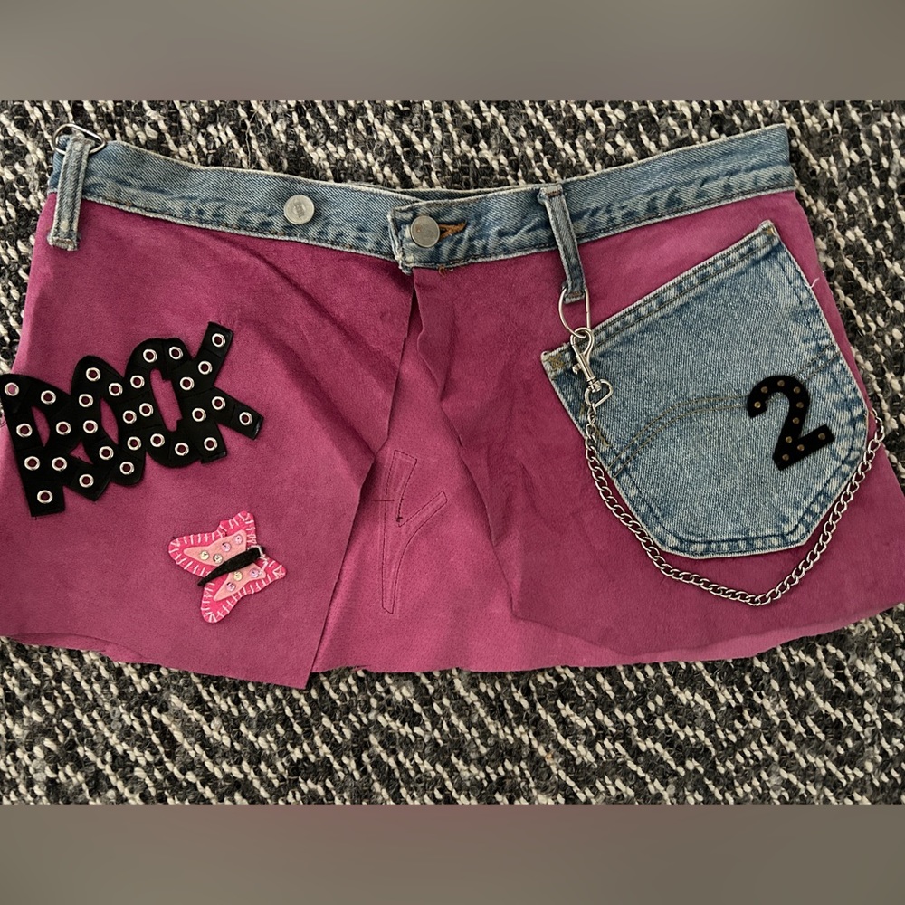 Pink Suede Mini Skirt